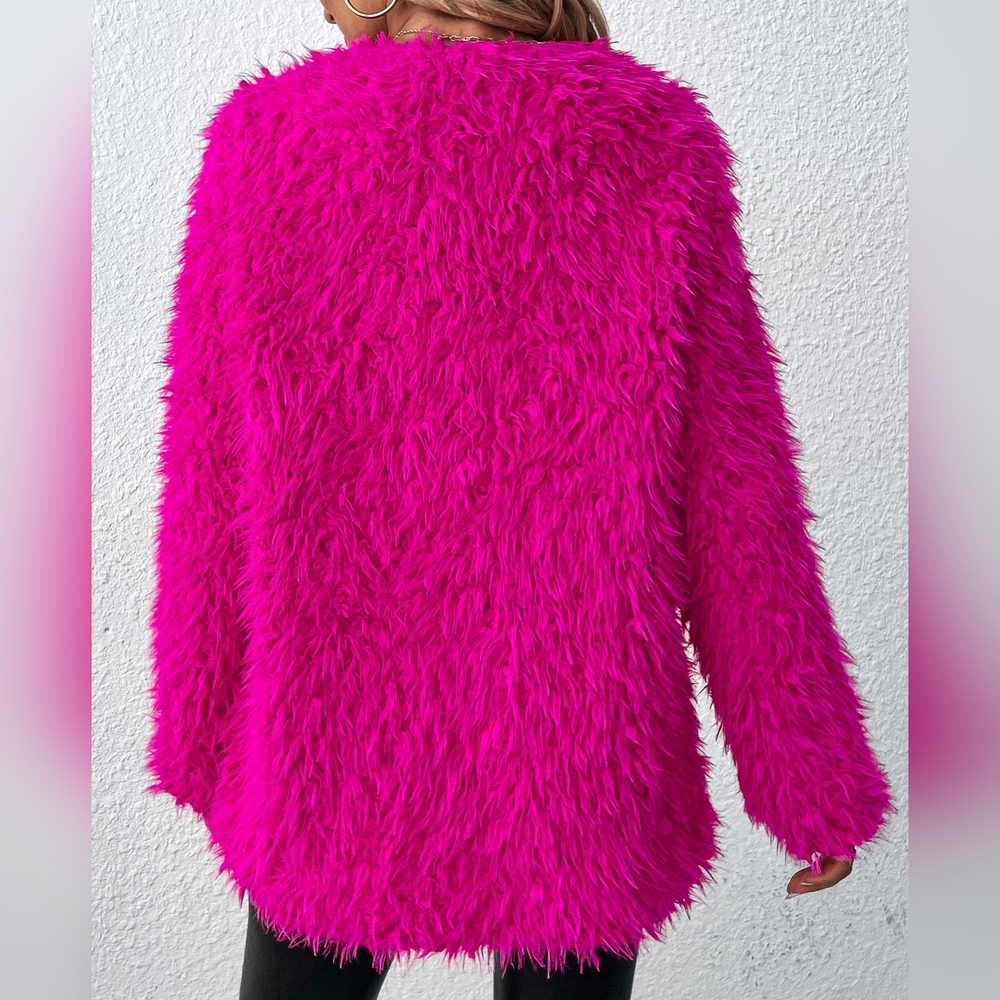 Open Front Fuzzy Coat - Picture 3 of 5